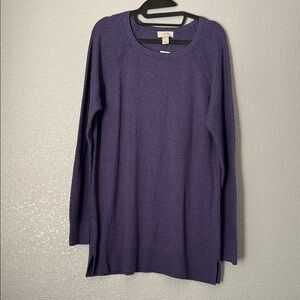 LOFT Heather Purple Crewneck Long Sleeve Textured Pullover Sweater Size X-Large
